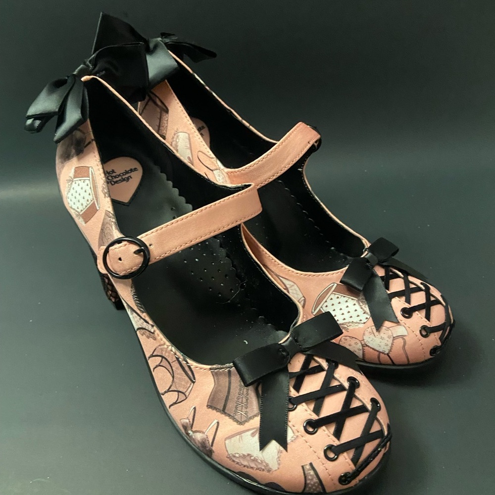 Lingerie Hot Chocolate Design High Heels, Size 9, Pink & Black, Limited Edition